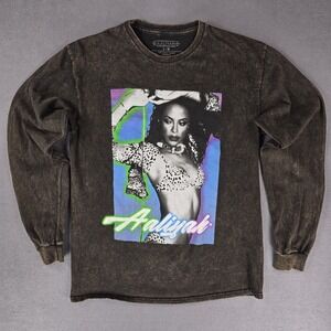 Aaliyah Shirt Women's Large Black Sweatshirt Pullover Hip Hop‎ Concert Graphic